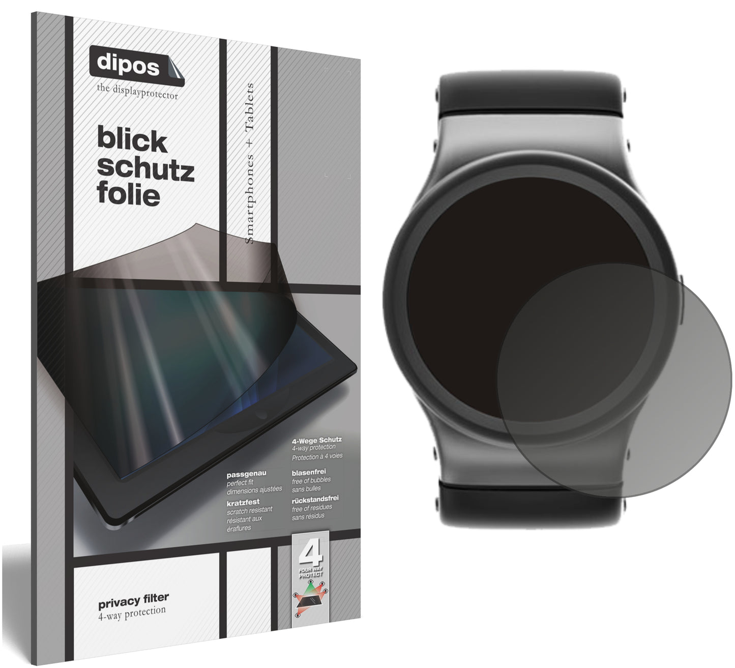 Blickschutzfolie für 22 mm Durchmesser Uhr matt Schutzfolie Privacy