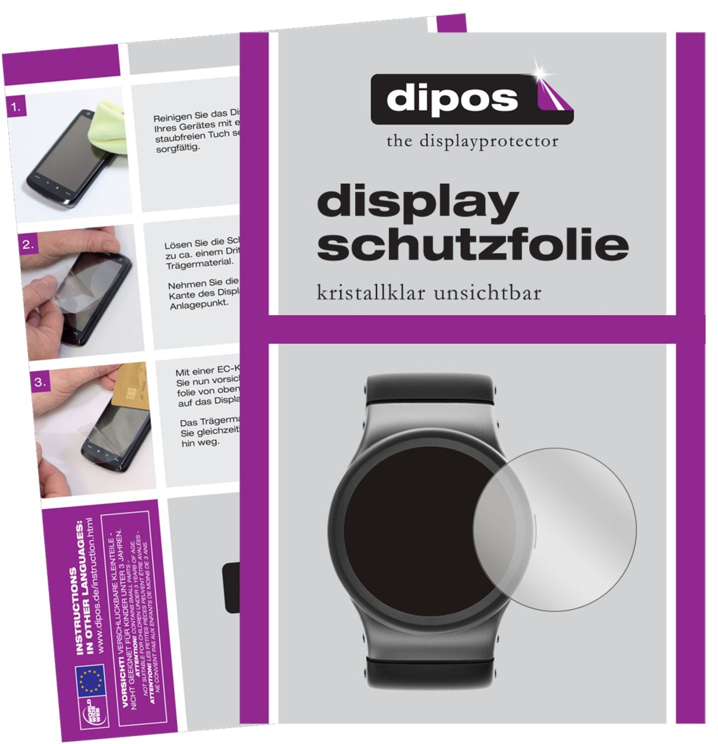 2x Schutzfolie klar für 42 mm Durchmesser Uhr Display-Schutzfolie
