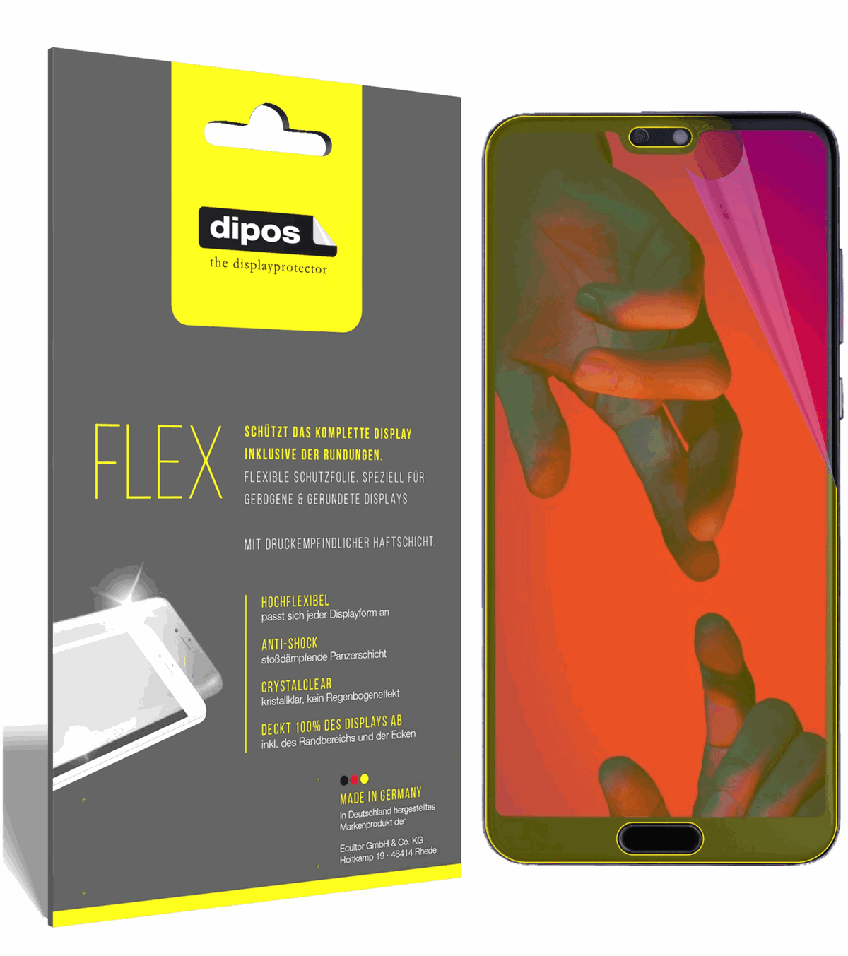 3x 3D Full Cover Schutzfolie für Huawei P20