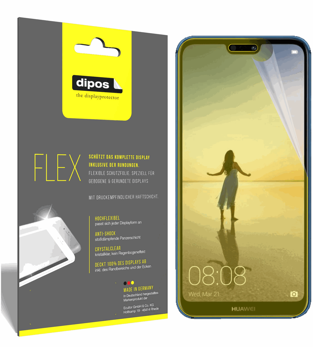 3x 3D Full Cover Schutzfolie für Huawei P20 Lite
