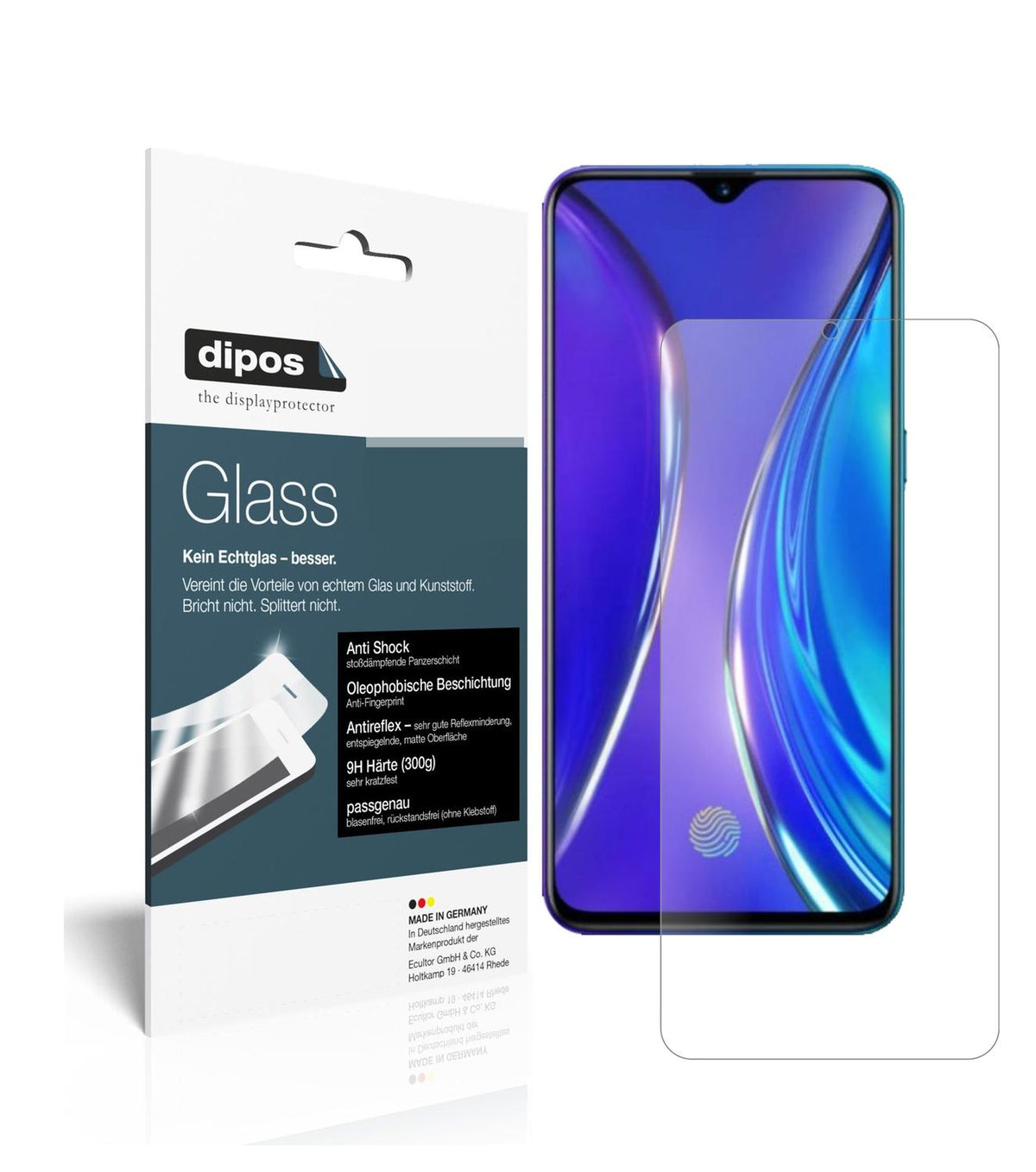 Matte Displayschutzfolie von dipos passend für Oppo Realme X2, 9H kratzfest und blasenfrei montiert