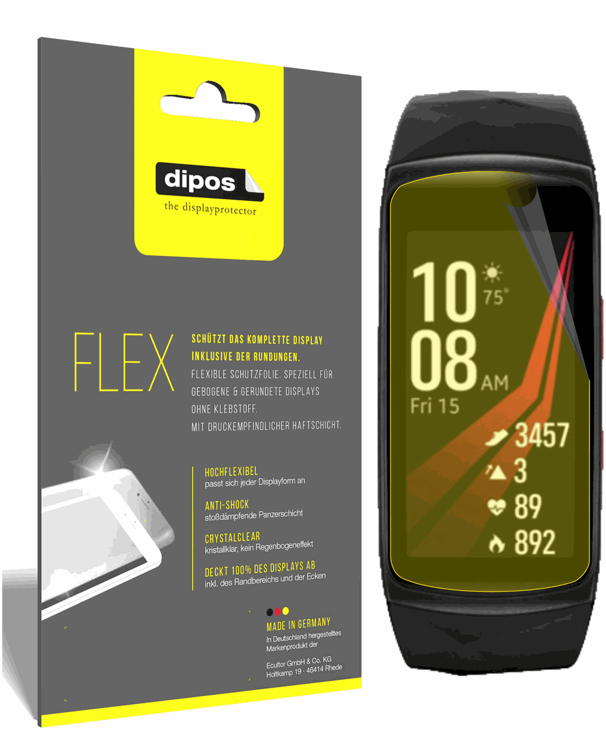 3x 3D Full Cover Schutzfolie für Samsung Gear Fit 2 Pro