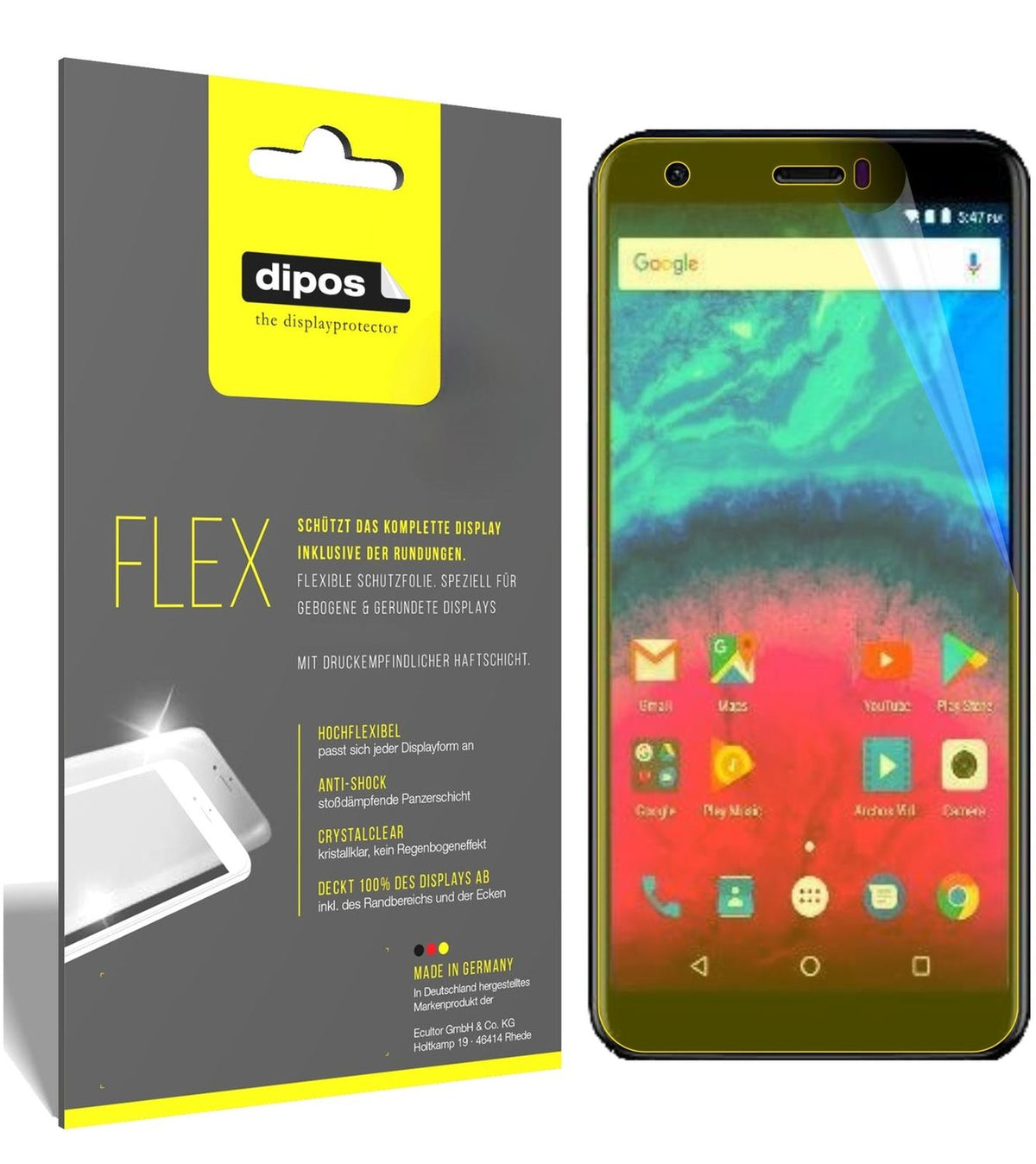 2x 3D Full Cover Schutzfolie für Archos Core 55S