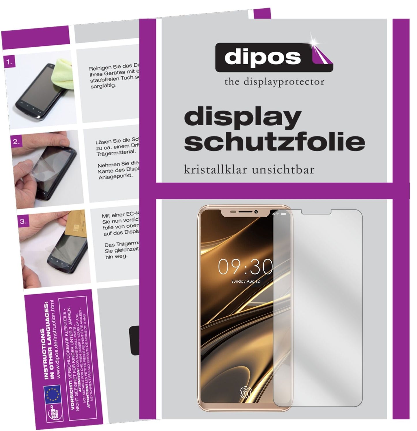 DoogeeV mit aufgebrachter dipos Displayschutzfolie, glasklare Darstellung ohne Einschränkungen