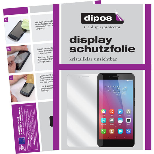 Klare Displayschutzfolie von dipos passend für Honor 5X Huawei, präziser Zuschnitt und blasenfrei montiert
