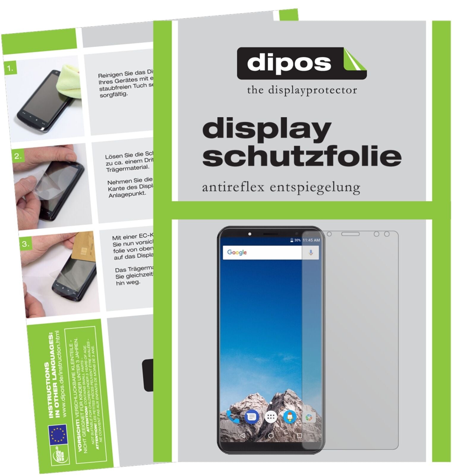 VerneeX mit aufgebrachter dipos Displayschutzfolie, die lästige Fingerabdrücke minimiert