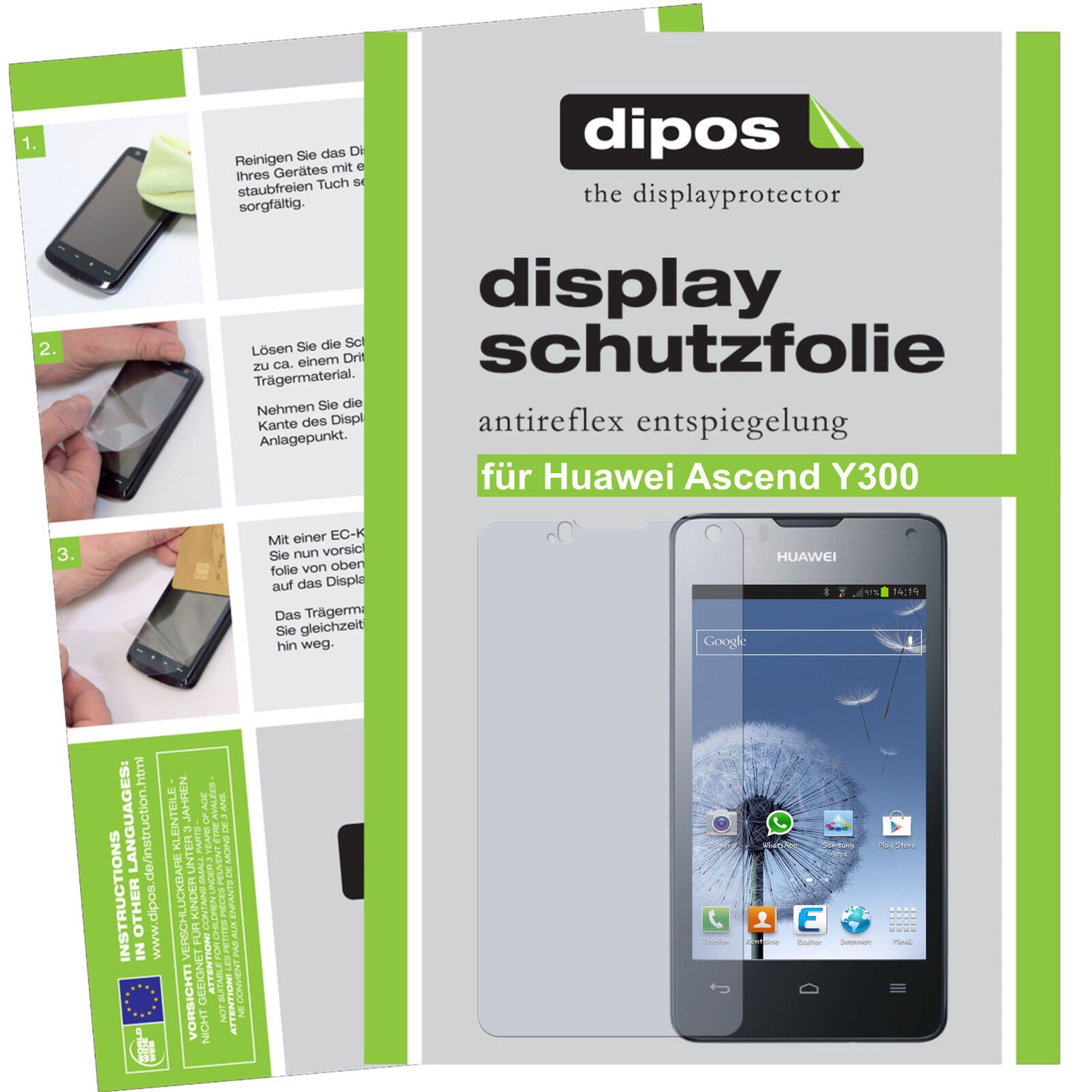 2x Schutzfolie matt für Ascend Y300 Huawei Display-Schutzfolie