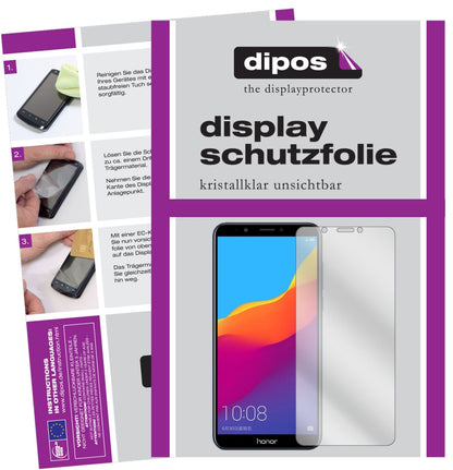 HuaweiHonor 7C mit aufgebrachter dipos Displayschutzfolie, glasklare Darstellung ohne Einschränkungen