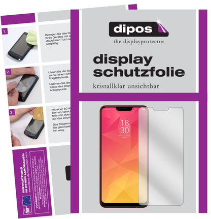 OppoRealme 2 mit aufgebrachter dipos Displayschutzfolie, glasklare Darstellung ohne Einschränkungen