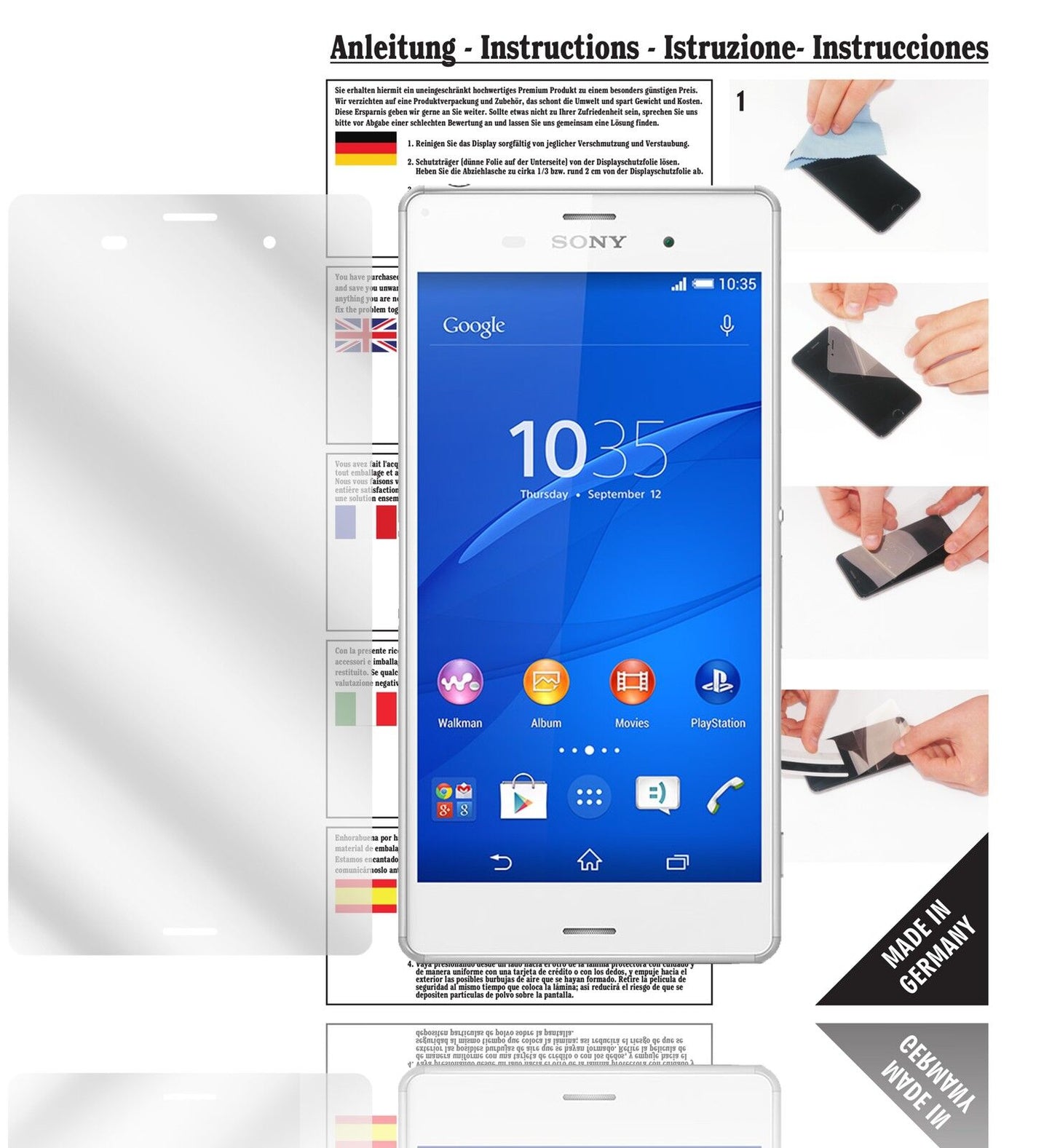 6x Schutzfolie klar für Xperia Z3 Sony Display-Schutzfolie