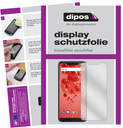 WikoView2 Plus mit aufgebrachter dipos Displayschutzfolie, glasklare Darstellung ohne Einschränkungen