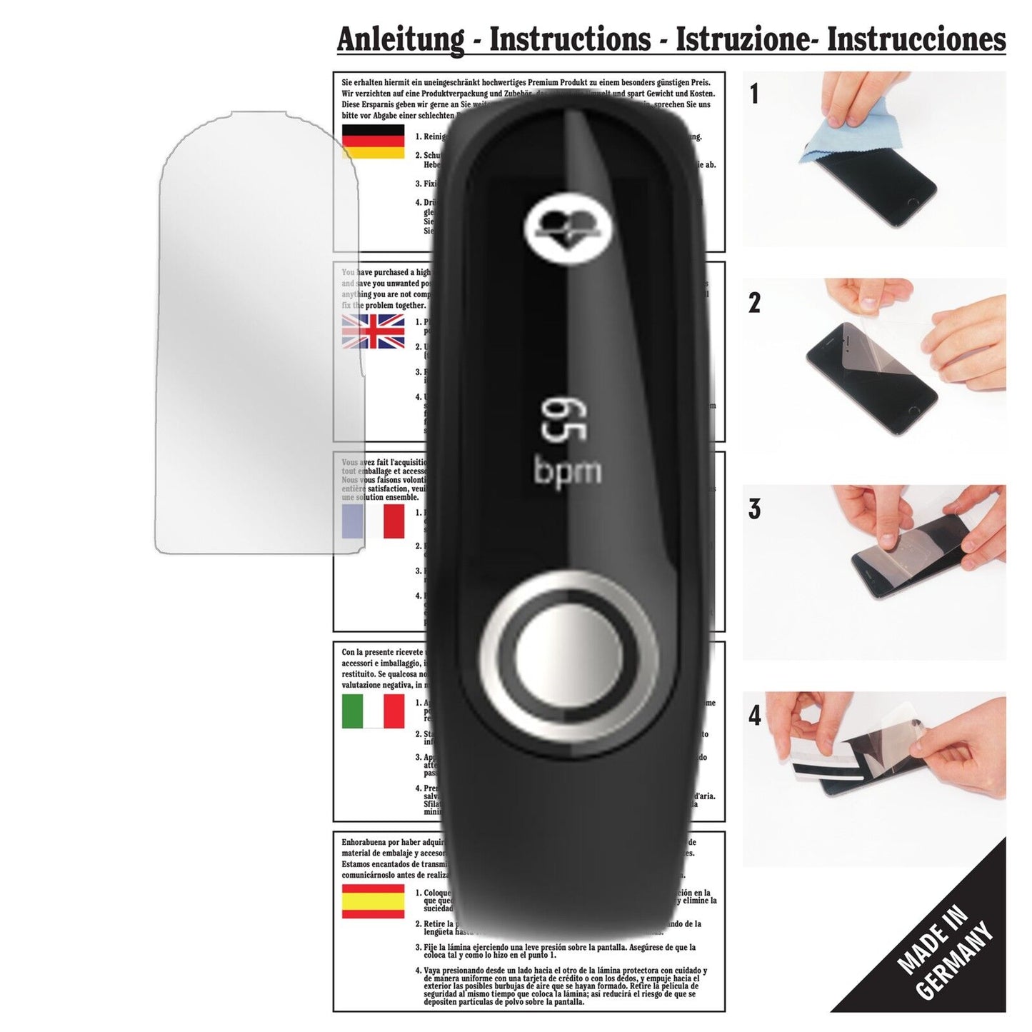 6x 3D Full Cover Schutzfolie für TomTom Touch Cardio