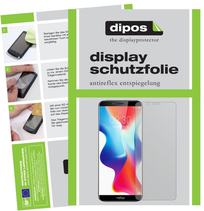 TP-LinkNeffos X9 mit aufgebrachter dipos Displayschutzfolie, die lästige Fingerabdrücke minimiert