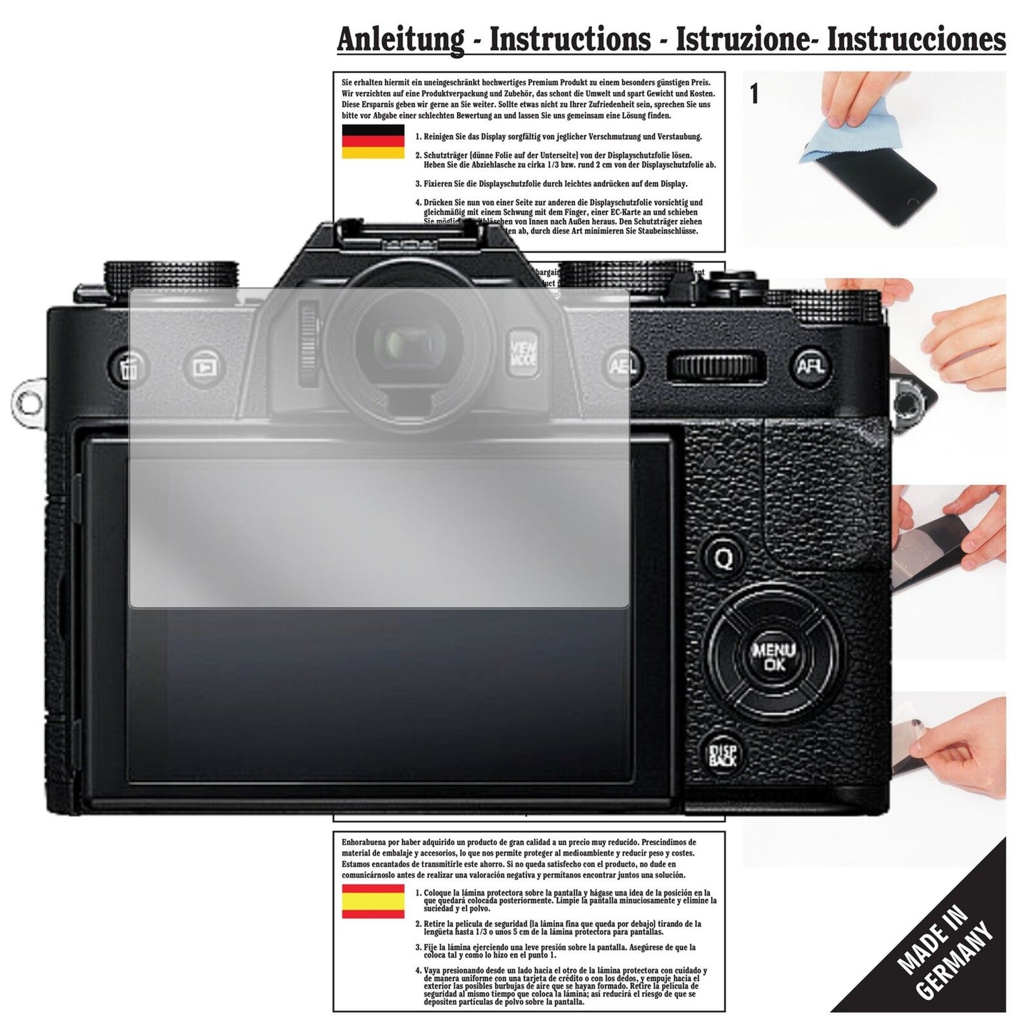 6x Schutzfolie klar für Fujifilm X-T20 Display-Schutzfolie