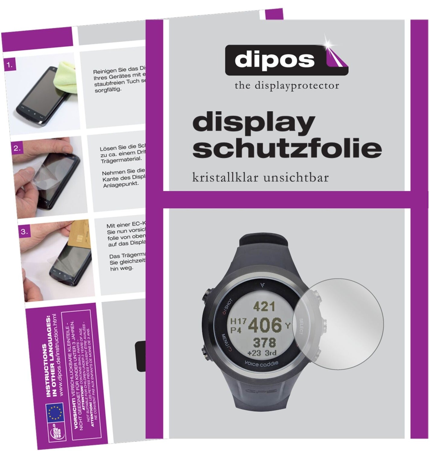 5x Schutzfolie klar für Voice Caddie T2 Display-Schutzfolie