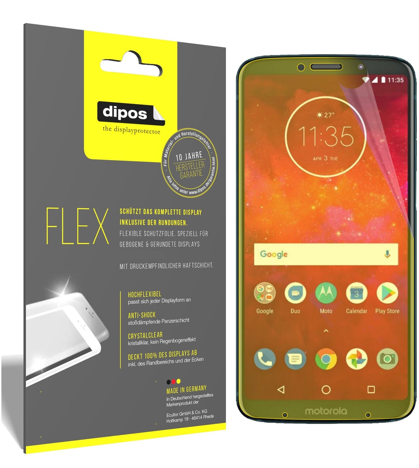 2x 3D Full Cover Schutzfolie für Motorola Moto Z3 Play