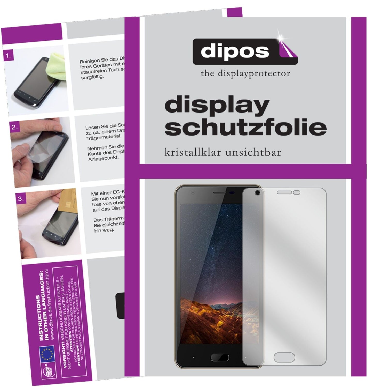 DoogeeX20L mit aufgebrachter dipos Displayschutzfolie, glasklare Darstellung ohne Einschränkungen