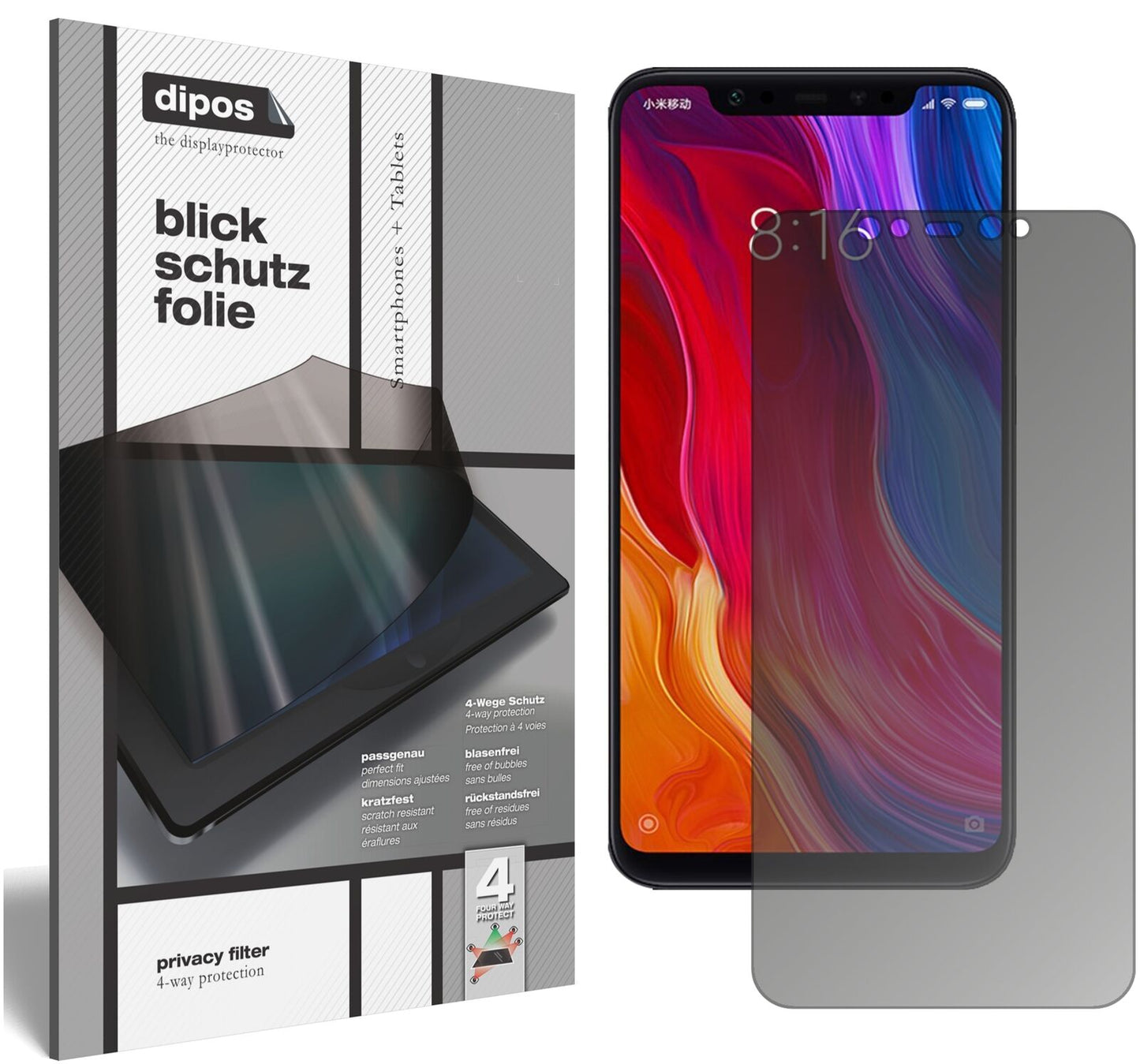 Blickschutzfolie für Xiaomi Mi 8 SE matt Schutzfolie Privacy