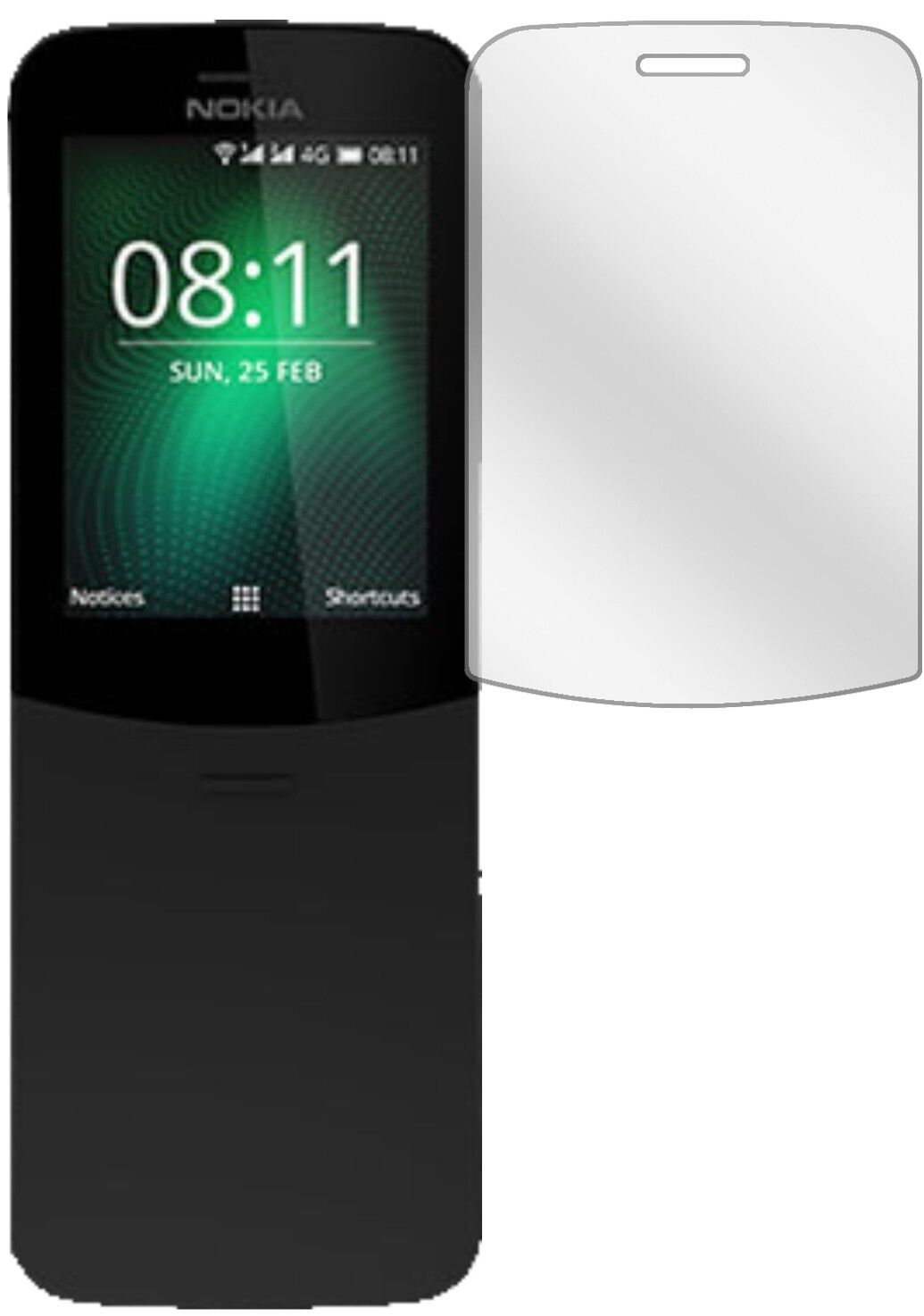 Klare Displayschutzfolie von dipos passend für Nokia 8810, präziser Zuschnitt und blasenfrei montiert