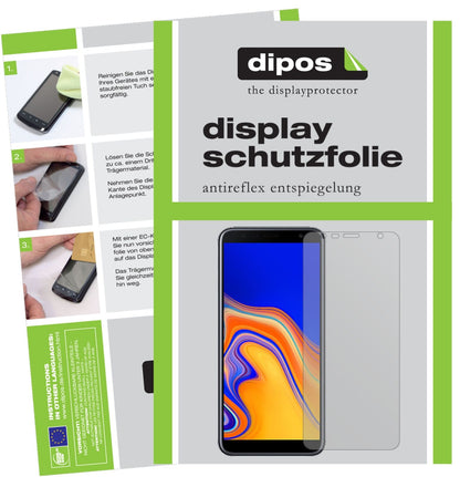 SamsungGalaxy J6 Plus (2018) mit aufgebrachter dipos Displayschutzfolie, die lästige Fingerabdrücke minimiert