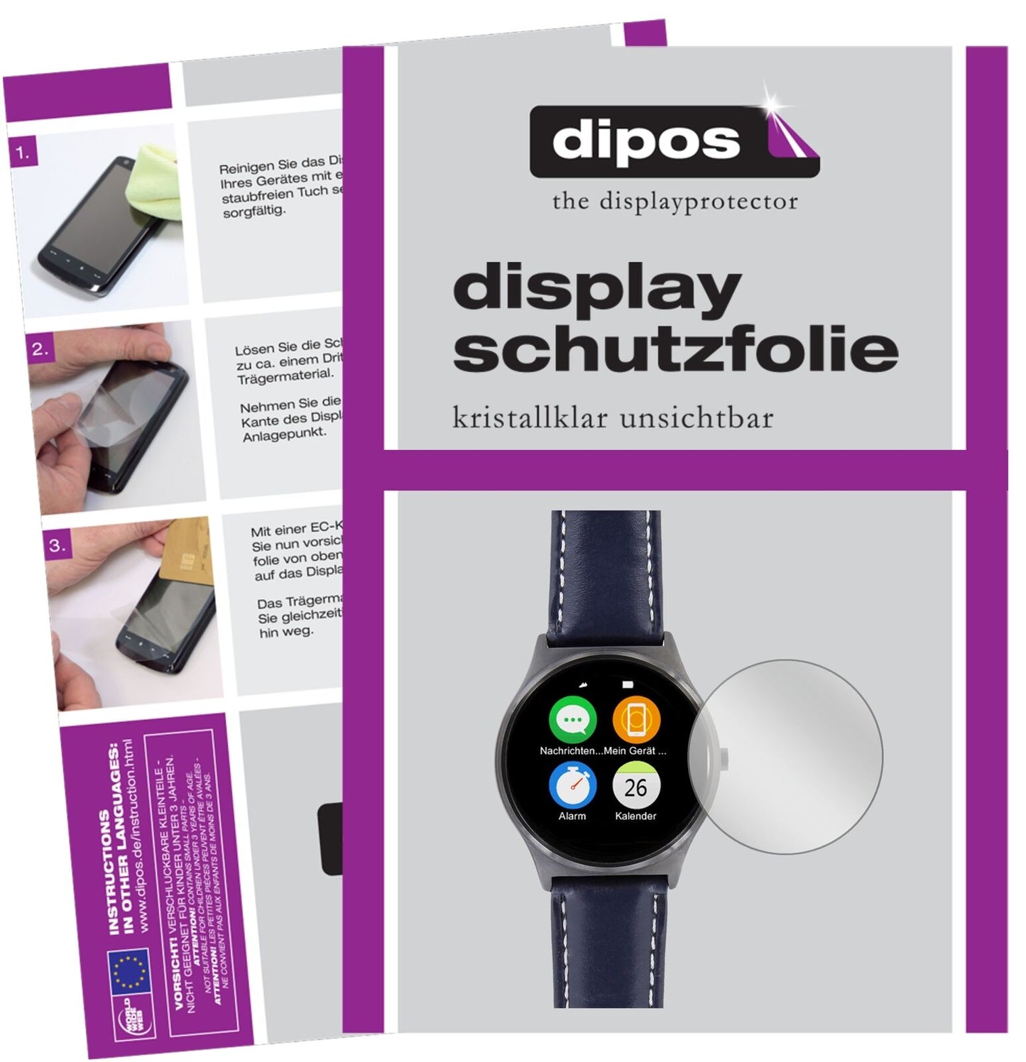 5x Schutzfolie klar für X-Watch QIN II Smartwatch Display-Schutzfolie