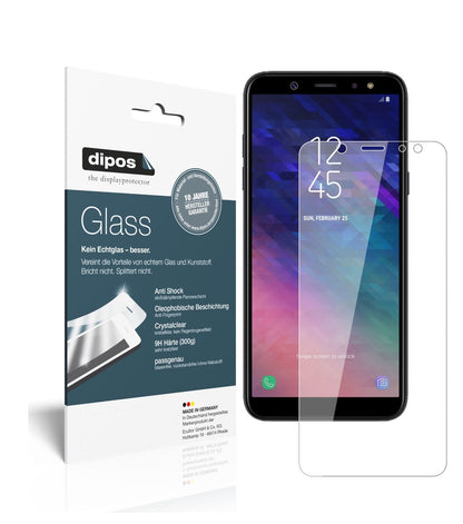 SamsungGalaxy A6 Plus (2018) mit aufgebrachter dipos Flex Schutzfolie, glasklare Darstellung ohne Einschränkungen