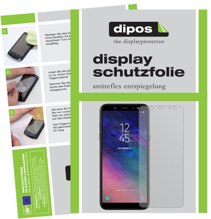 SamsungGalaxy A6 Plus (2018) mit aufgebrachter dipos Displayschutzfolie, die lästige Fingerabdrücke minimiert