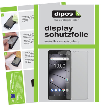 GigasetGS100 mit aufgebrachter dipos Displayschutzfolie, die lästige Fingerabdrücke minimiert