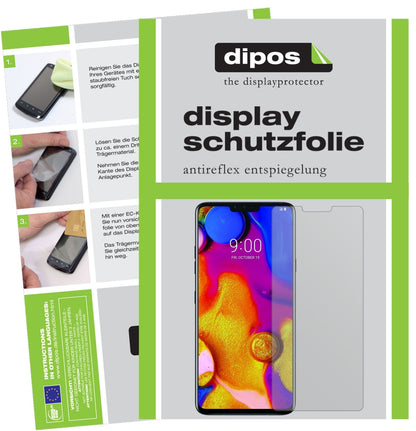 LGV40 ThinQ mit aufgebrachter dipos Displayschutzfolie, die lästige Fingerabdrücke minimiert