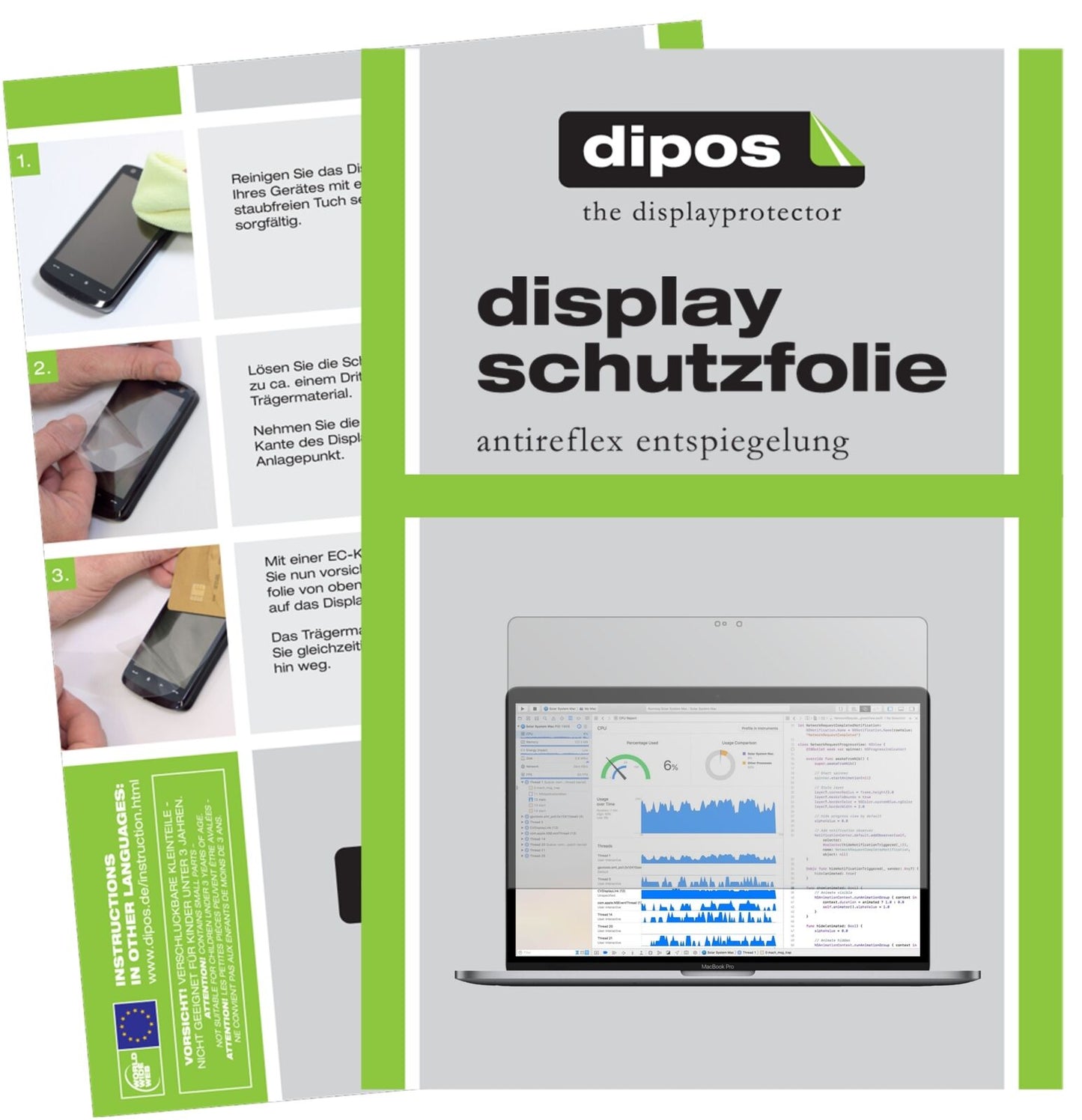 1x Schutzfolie matt für Apple MacBook Pro 15 Zoll 2018 Display-Schutzfolie