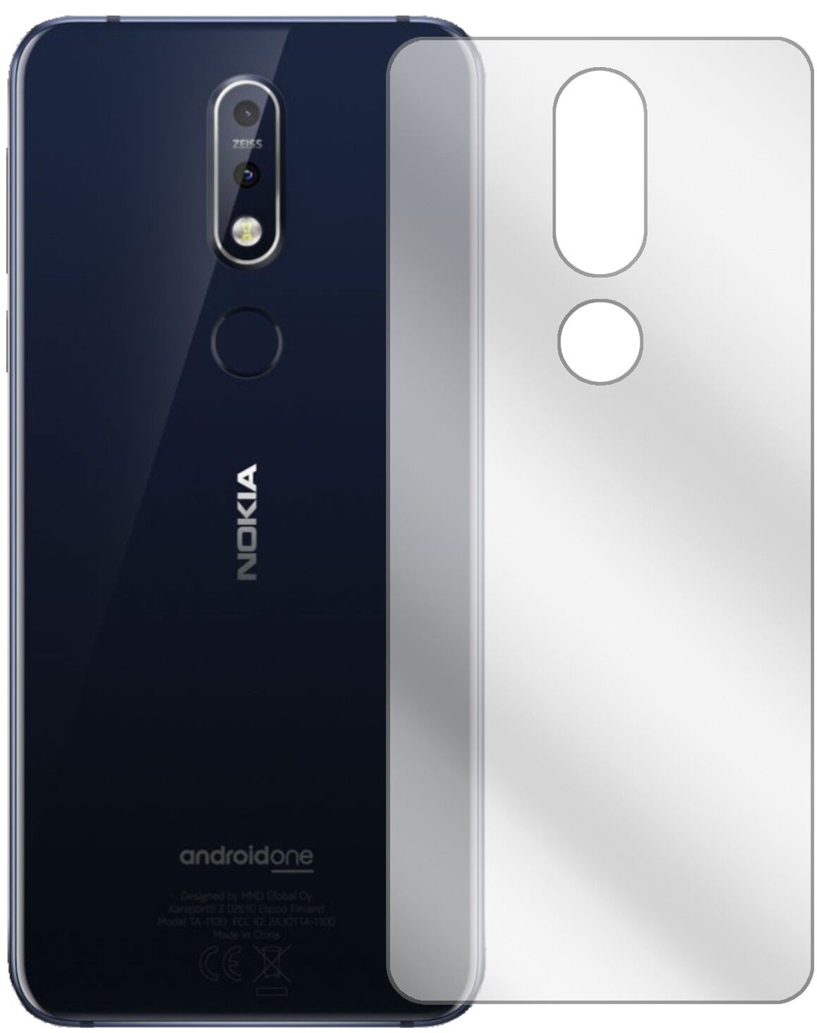 1x Schutzfolie klar für Nokia 7.1 Rückseite Display-Schutzfolie