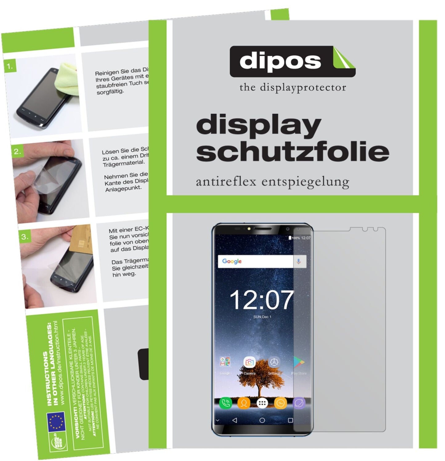OukitelK6 mit aufgebrachter dipos Displayschutzfolie, die lästige Fingerabdrücke minimiert