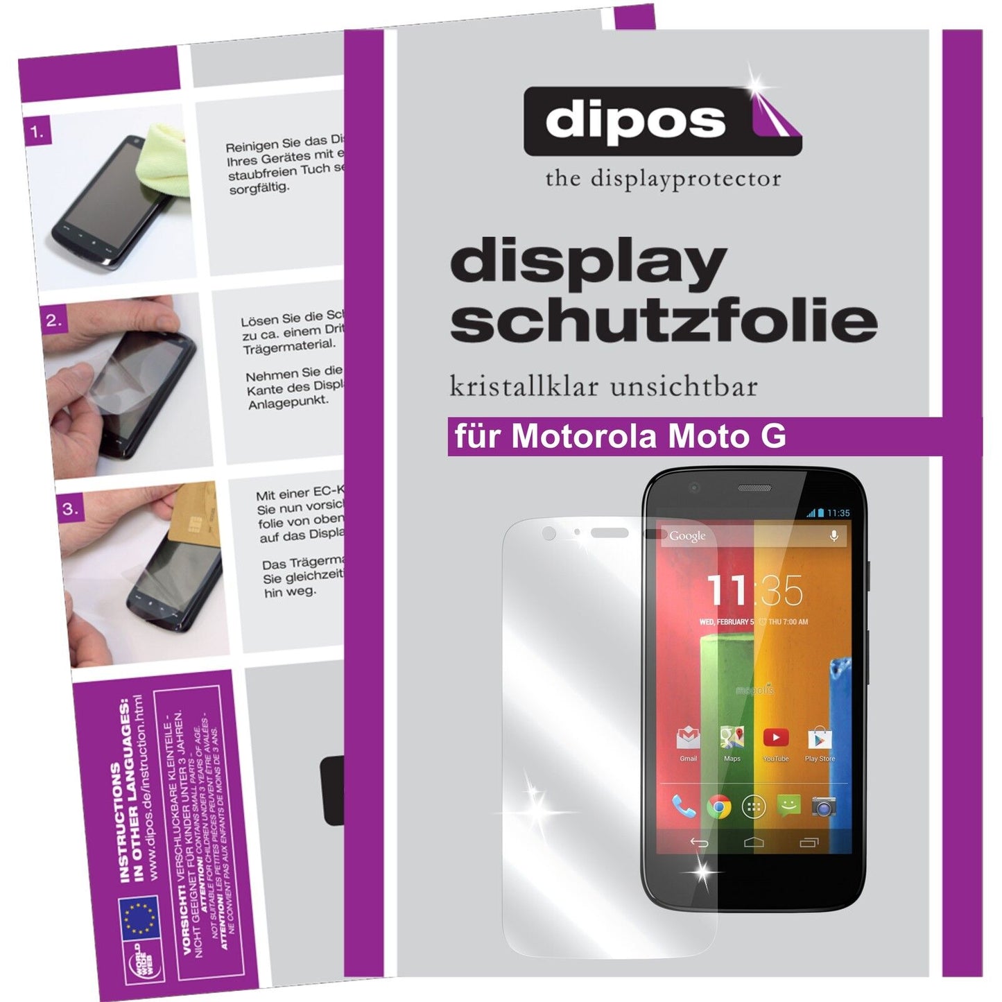 2x Schutzfolie klar für Moto G Motorola Display-Schutzfolie