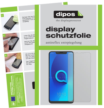 Alcatel5V mit aufgebrachter dipos Displayschutzfolie, die lästige Fingerabdrücke minimiert