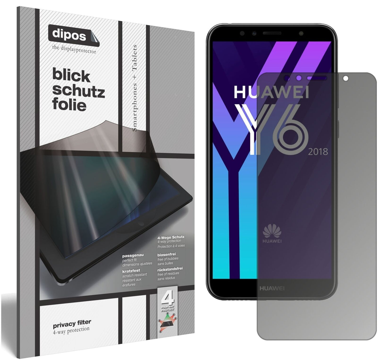 Blickschutzfolie für Huawei Y6 (2018) matt Schutzfolie Privacy