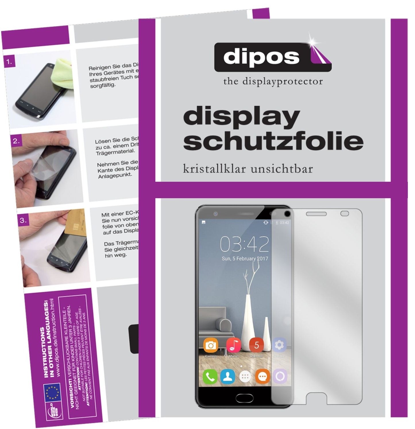 OukitelOK6000 Plus mit aufgebrachter dipos Displayschutzfolie, glasklare Darstellung ohne Einschränkungen