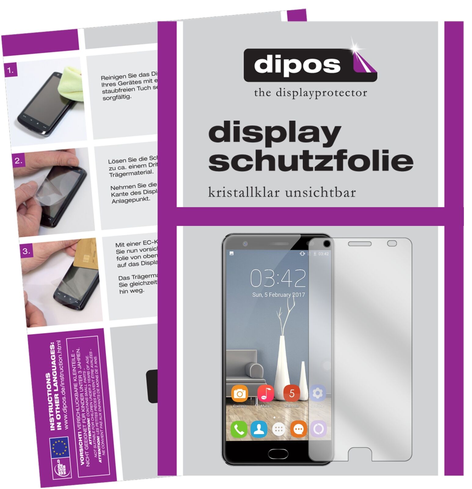 OukitelOK6000 Plus mit aufgebrachter dipos Displayschutzfolie, glasklare Darstellung ohne Einschränkungen