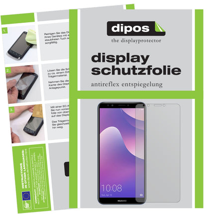 HuaweiY7 Prime (2018) mit aufgebrachter dipos Displayschutzfolie, die lästige Fingerabdrücke minimiert