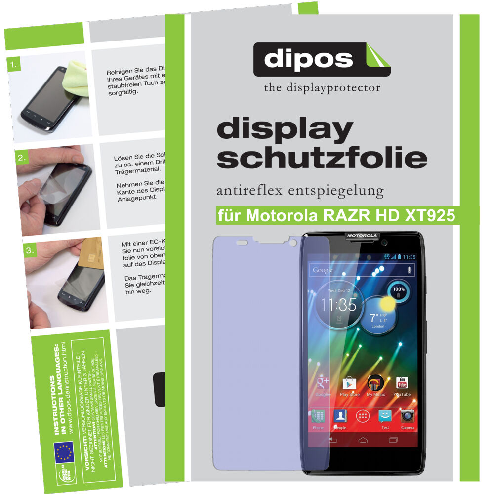 2x Schutzfolie matt für RAZR HD Motorola Display-Schutzfolie