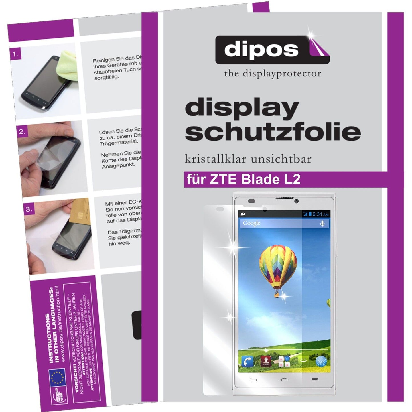 2x Schutzfolie klar für Blade L2 ZTE Display-Schutzfolie