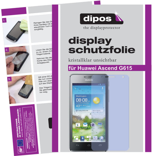2x Schutzfolie klar für Ascend G615 Huawei Display-Schutzfolie