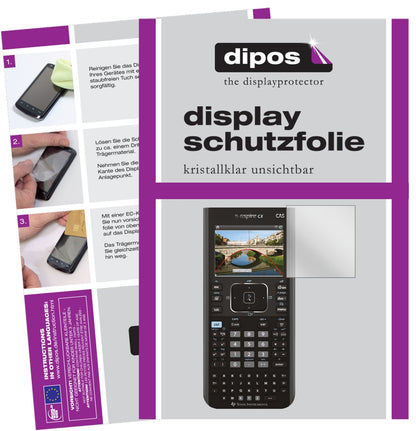TexasInstruments TI Nspire CX Taschenrechner mit aufgebrachter dipos Displayschutzfolie, glasklare Darstellung ohne Einschränkungen