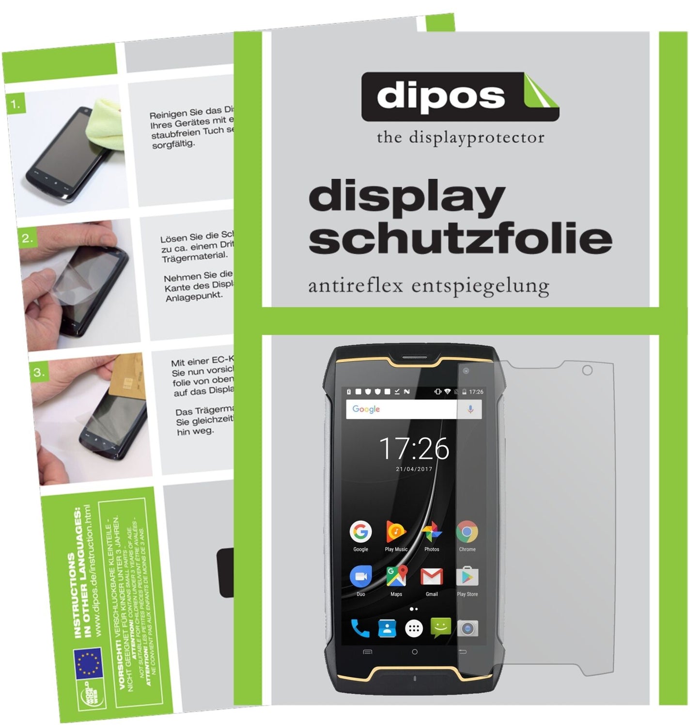 CubotKing Kong mit aufgebrachter dipos Displayschutzfolie, die lästige Fingerabdrücke minimiert