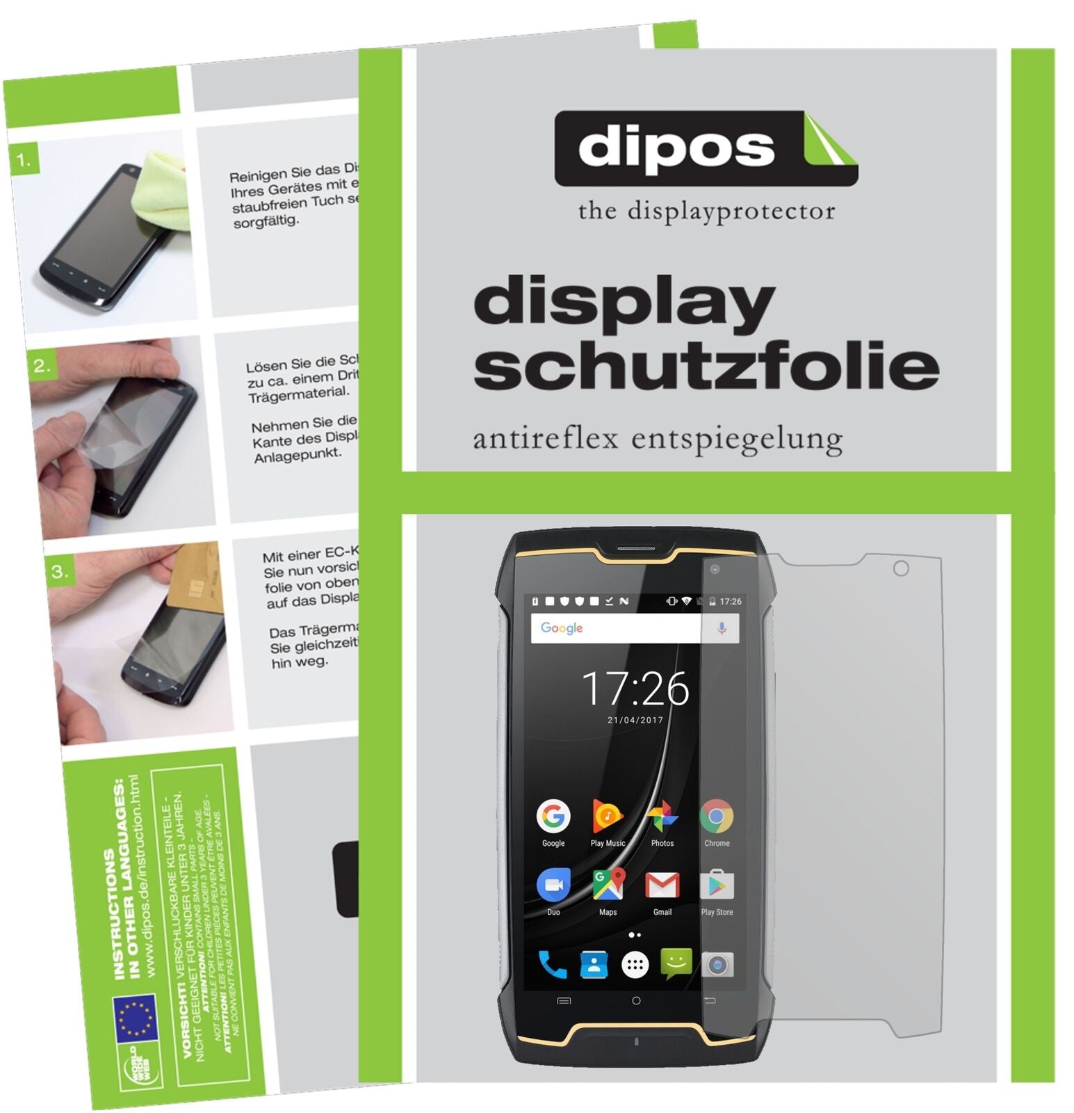 CubotKing Kong mit aufgebrachter dipos Displayschutzfolie, die lästige Fingerabdrücke minimiert
