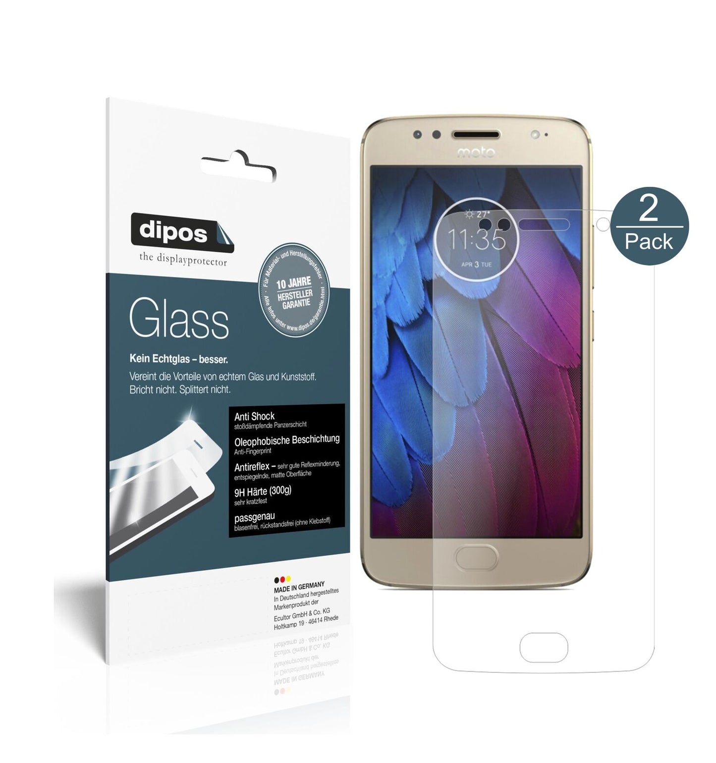 1x 9H Schutzfolie matt für Motorola Moto G5s Panzerfolie
