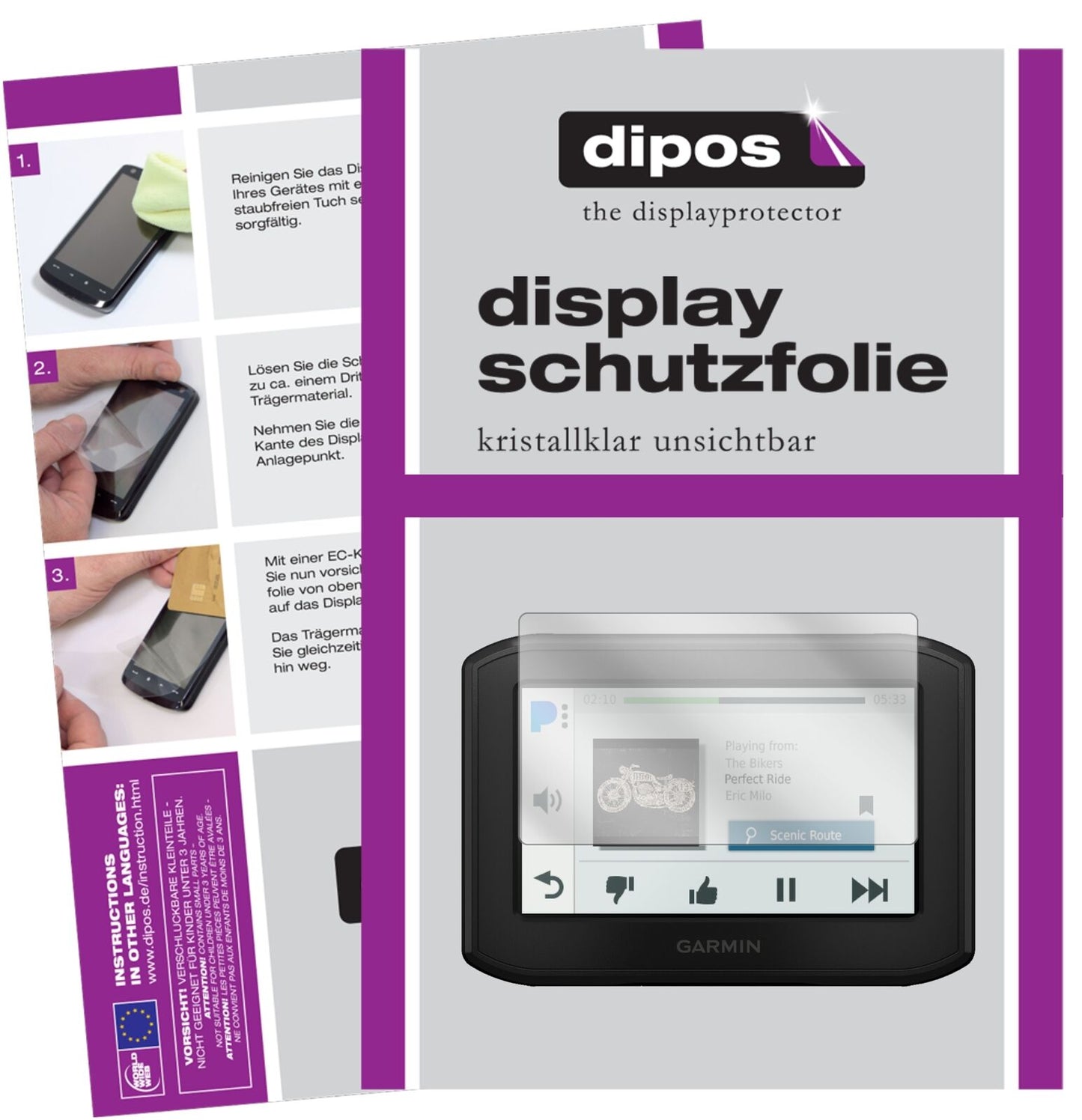 2x Schutzfolie klar für Garmin zumo 396 LMT Display-Schutzfolie