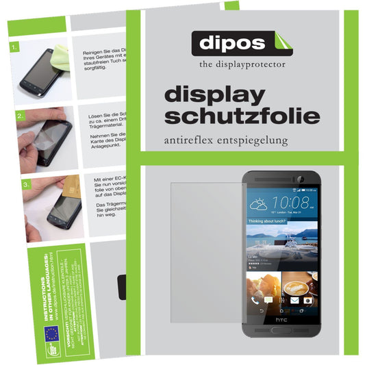 Matte Displayschutzfolie von dipos passend für One M9 Plus HTC, präziser Zuschnitt und blasenfrei montiert