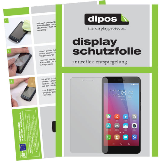 Matte Displayschutzfolie von dipos passend für Honor 5X Huawei, präziser Zuschnitt und blasenfrei montiert