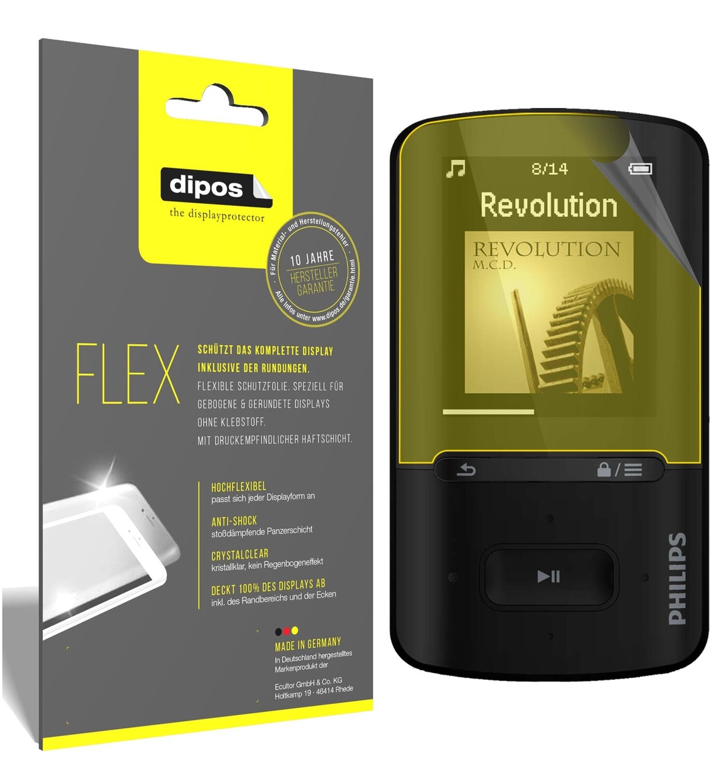 2x 3D Full Cover Schutzfolie für Philips SA4VBE04KN12 GoGear Vibe