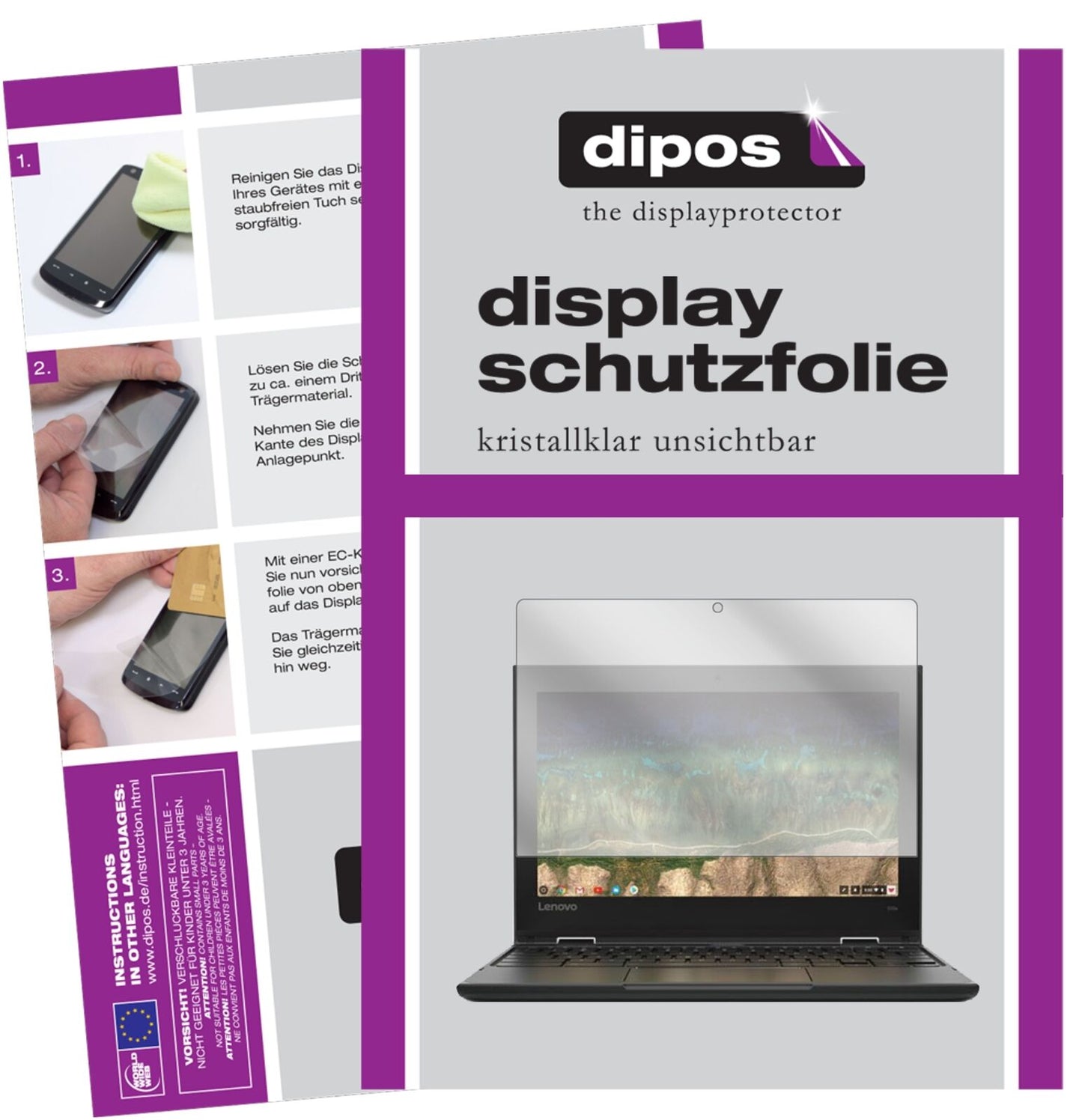 1x Schutzfolie klar für Lenovo 500e Chromebook Display-Schutzfolie